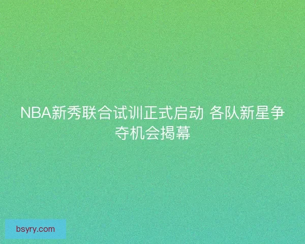 NBA新秀联合试训正式启动 各队新星争夺机会揭幕